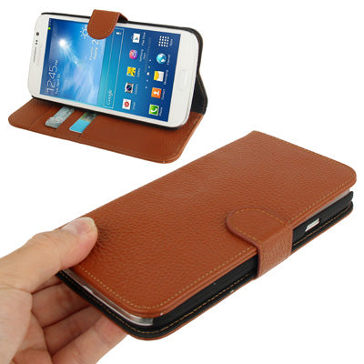 Litchi Texture Leather Case with Credit Card Slots & Holder for Galaxy Mega 5.8 / i9150