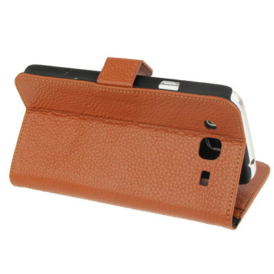 Litchi Texture Leather Case with Credit Card Slots & Holder for Galaxy Mega 5.8 / i9150