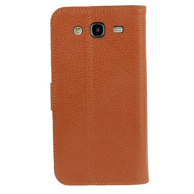 Litchi Texture Leather Case with Credit Card Slots & Holder for Galaxy Mega 5.8 / i9150