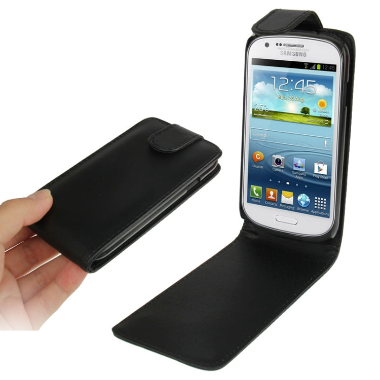 Pure Color Vertical Flip Leather Case for Galaxy Express / i8730(Black)