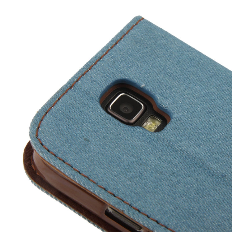 Denim Texture Horizontal Flip Leather Case with Holder & Credit Card Slots for Galaxy S IV Active / i9295