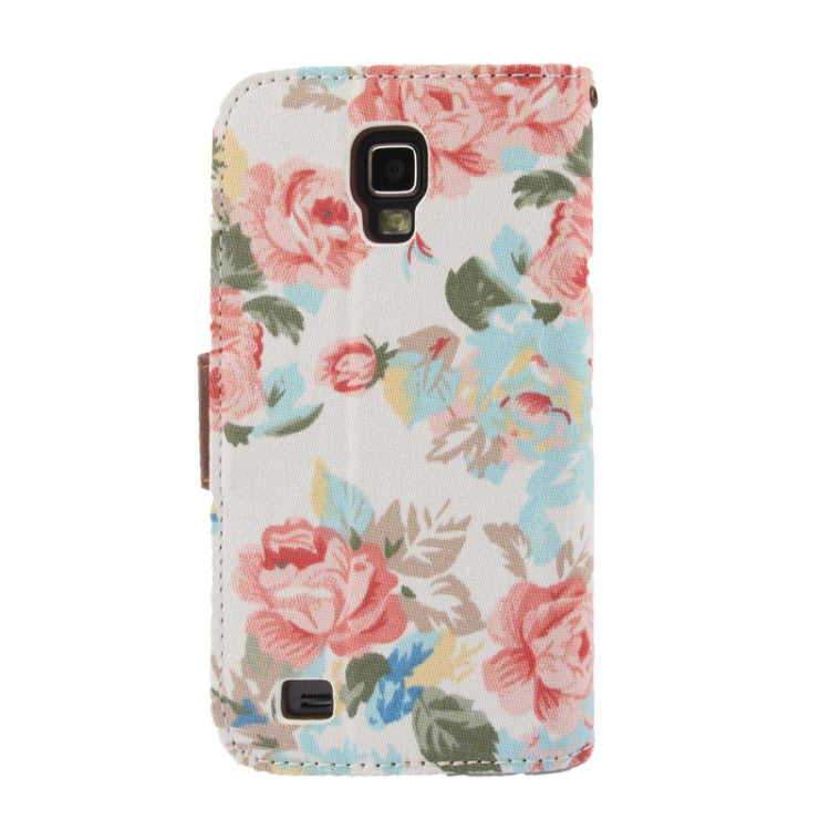 Denim Texture Peony Pattern Horizontal Flip Leather Case with Holder & Credit Card Slots for Galaxy S IV Active / i9295(White)