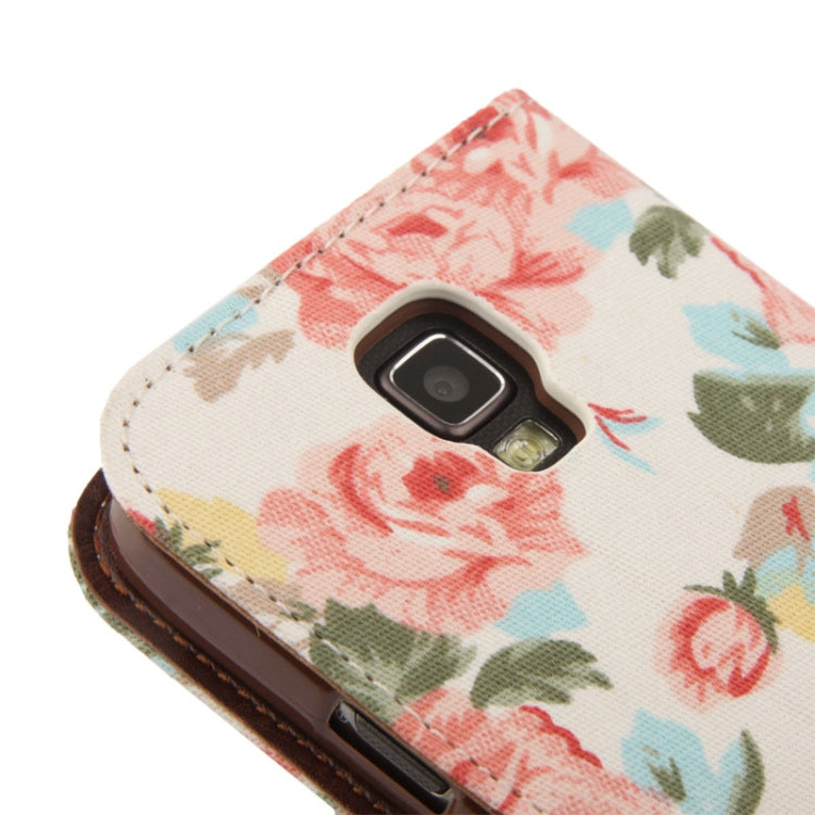 Denim Texture Peony Pattern Horizontal Flip Leather Case with Holder & Credit Card Slots for Galaxy S IV Active / i9295(White)
