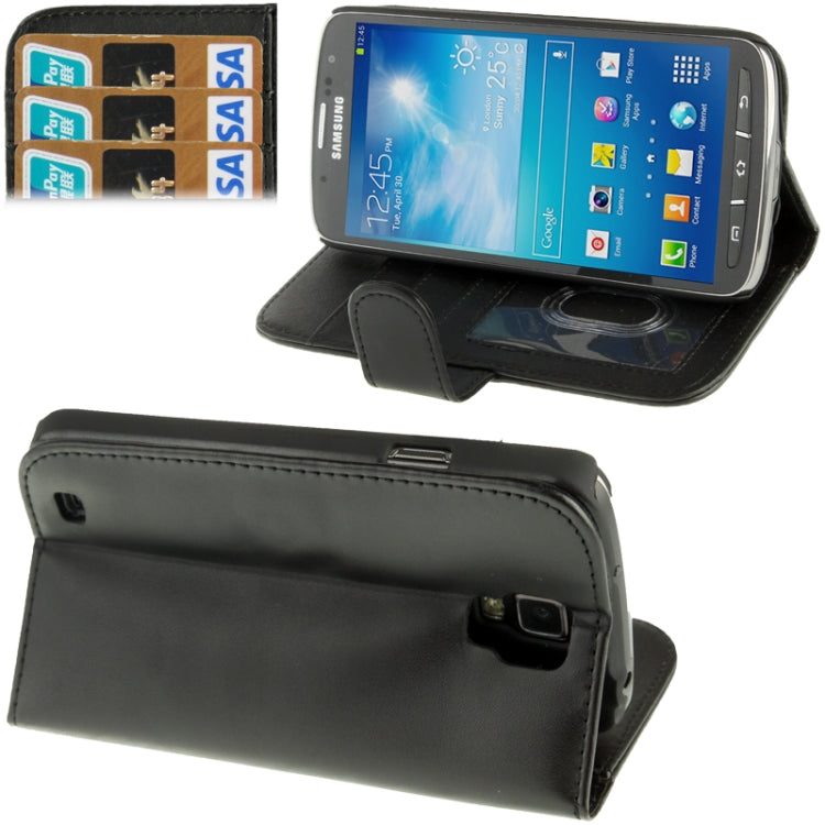 Horizontal Flip Soft Leather Case with Holder & Credit Card Slots for Galaxy S IV Active / i9295