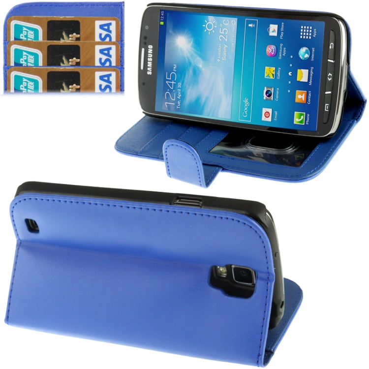 Horizontal Flip Soft Leather Case with Holder & Credit Card Slots for Galaxy S IV Active / i9295