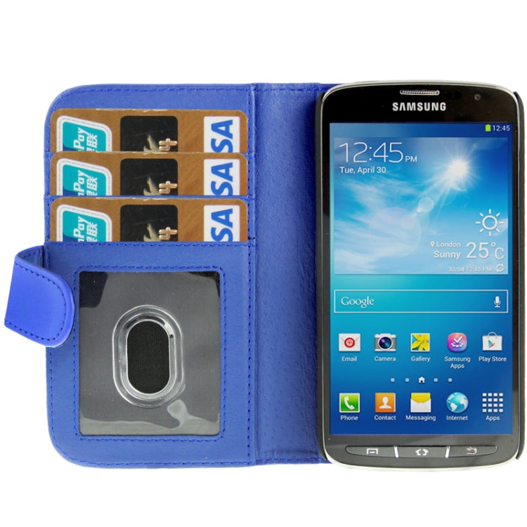 Horizontal Flip Soft Leather Case with Holder & Credit Card Slots for Galaxy S IV Active / i9295