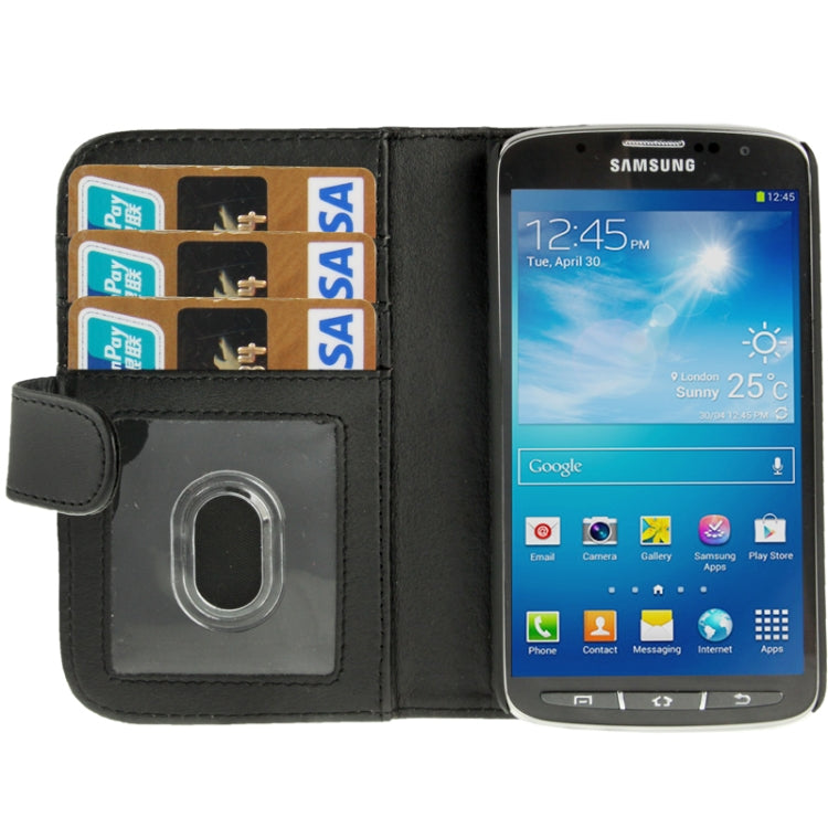 Horizontal Flip Soft Leather Case with Holder & Credit Card Slots for Galaxy S IV Active / i9295