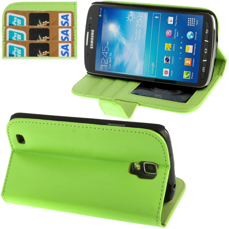 Horizontal Flip Soft Leather Case with Holder & Credit Card Slots for Galaxy S IV Active / i9295