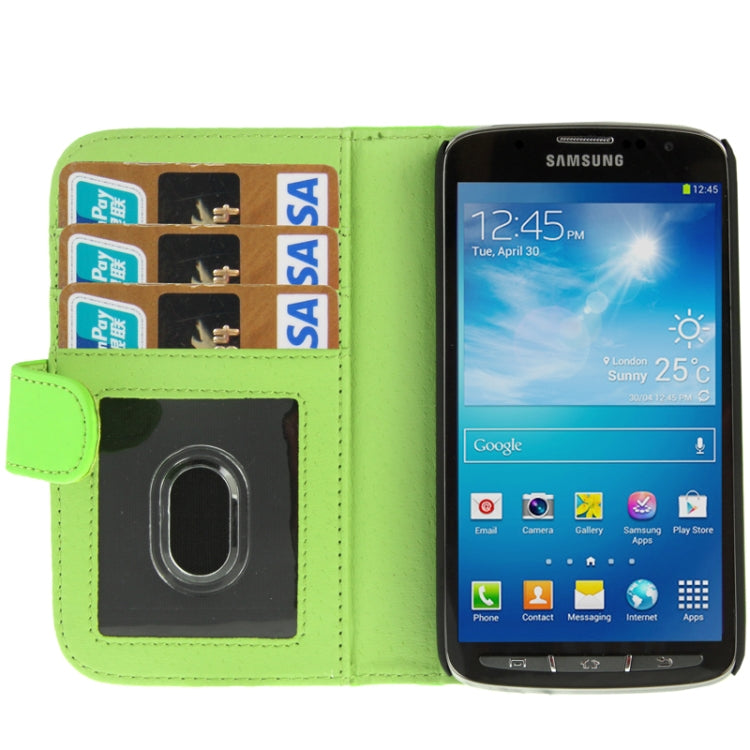 Horizontal Flip Soft Leather Case with Holder & Credit Card Slots for Galaxy S IV Active / i9295