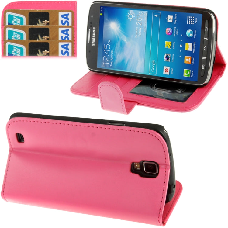 Horizontal Flip Soft Leather Case with Holder & Credit Card Slots for Galaxy S IV Active / i9295