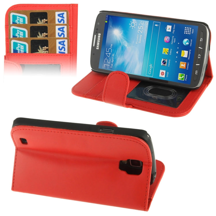 Horizontal Flip Soft Leather Case with Holder & Credit Card Slots for Galaxy S IV Active / i9295