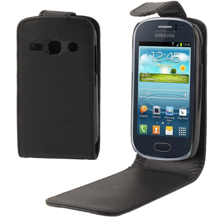 Vertical Flip Leather Case for Galaxy Fame / S6810(Black)