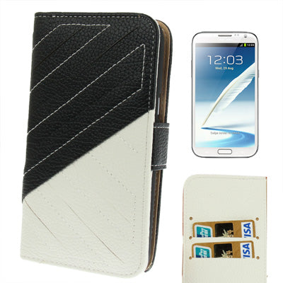 2-Color Left and Right Open Leather Case with Credit Card Slots & Holder for Galaxy Note II / N7100
