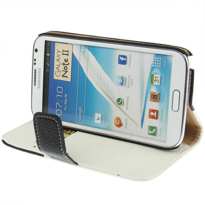 2-Color Left and Right Open Leather Case with Credit Card Slots & Holder for Galaxy Note II / N7100