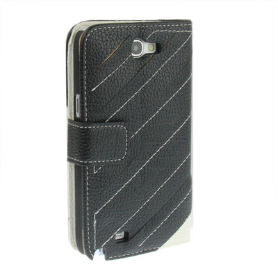 2-Color Left and Right Open Leather Case with Credit Card Slots & Holder for Galaxy Note II / N7100