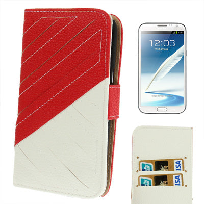 2-Color Left and Right Open Leather Case with Credit Card Slots & Holder for Galaxy Note II / N7100