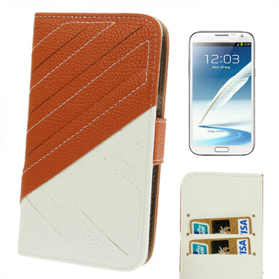 2-Color Left and Right Open Leather Case with Credit Card Slots & Holder for Galaxy Note II / N7100