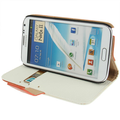 2-Color Left and Right Open Leather Case with Credit Card Slots & Holder for Galaxy Note II / N7100