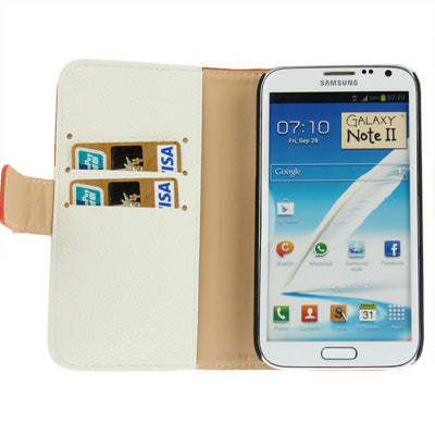 2-Color Left and Right Open Leather Case with Credit Card Slots & Holder for Galaxy Note II / N7100