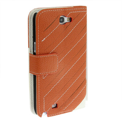 2-Color Left and Right Open Leather Case with Credit Card Slots & Holder for Galaxy Note II / N7100