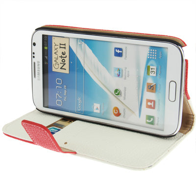 2-Color Left and Right Open Leather Case with Credit Card Slots & Holder for Galaxy Note II / N7100