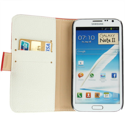 2-Color Left and Right Open Leather Case with Credit Card Slots & Holder for Galaxy Note II / N7100