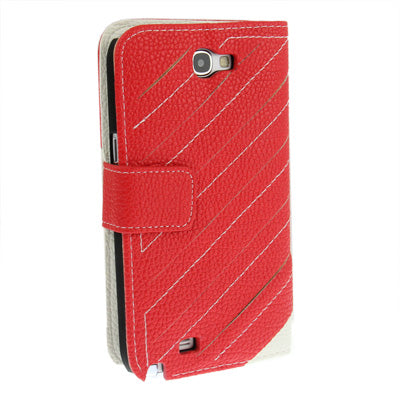 2-Color Left and Right Open Leather Case with Credit Card Slots & Holder for Galaxy Note II / N7100