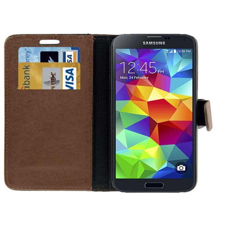 Oracle Texture Leather Case with Holder & Credit Card Slots for Galaxy S5 / G900