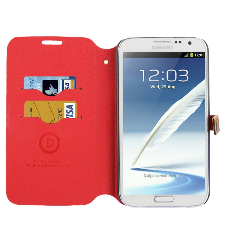 Gravel Texture Horizontal Flip Leather Case with Credit Card Slots & Holder for Galaxy Note II / N7100