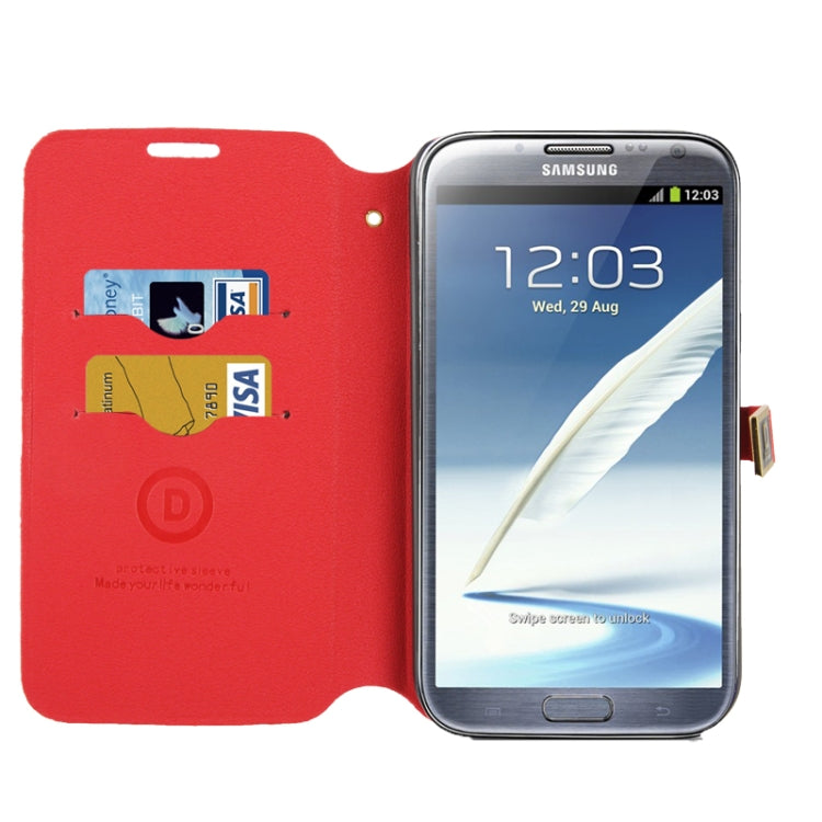 Gravel Texture Horizontal Flip Leather Case with Credit Card Slots & Holder for Galaxy Note II / N7100