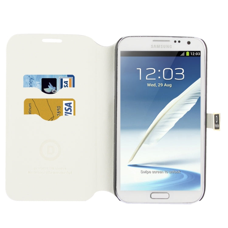Gravel Texture Horizontal Flip Leather Case with Credit Card Slots & Holder for Galaxy Note II / N7100