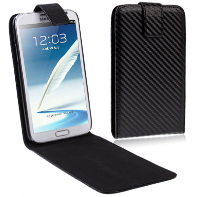 Carbon Fiber Texture Vertical Flip Leather Case for Galaxy Note II / N7100(Black)