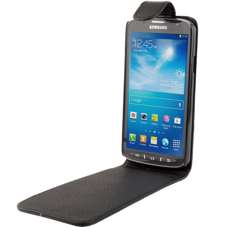 Vertical Flip Soft Leather Case for Galaxy S IV Active / i9295(Black)