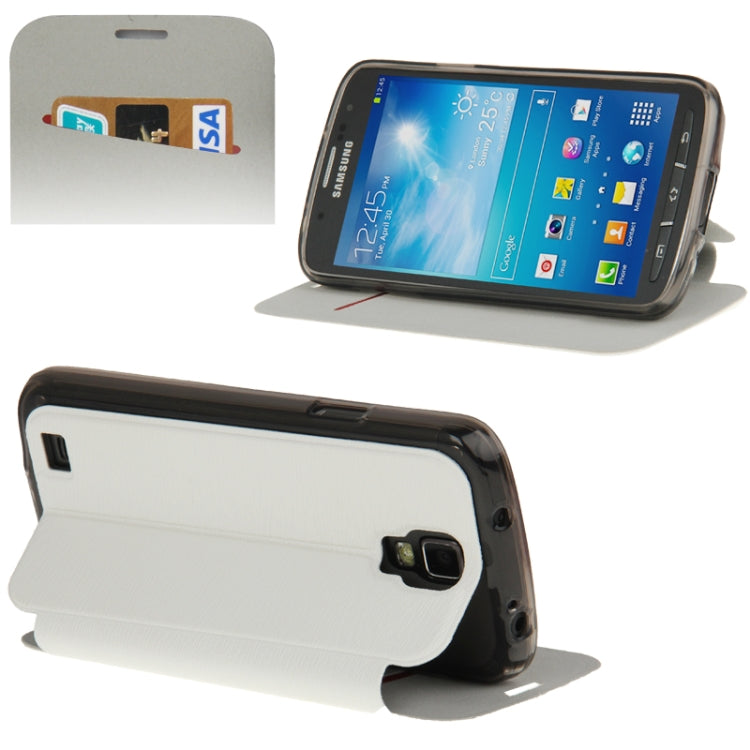 Wood Texture  Leather Case with Holder / Sleep / Wake-up Function / Credit Card Slot for Galaxy S IV Active / i9295(White)