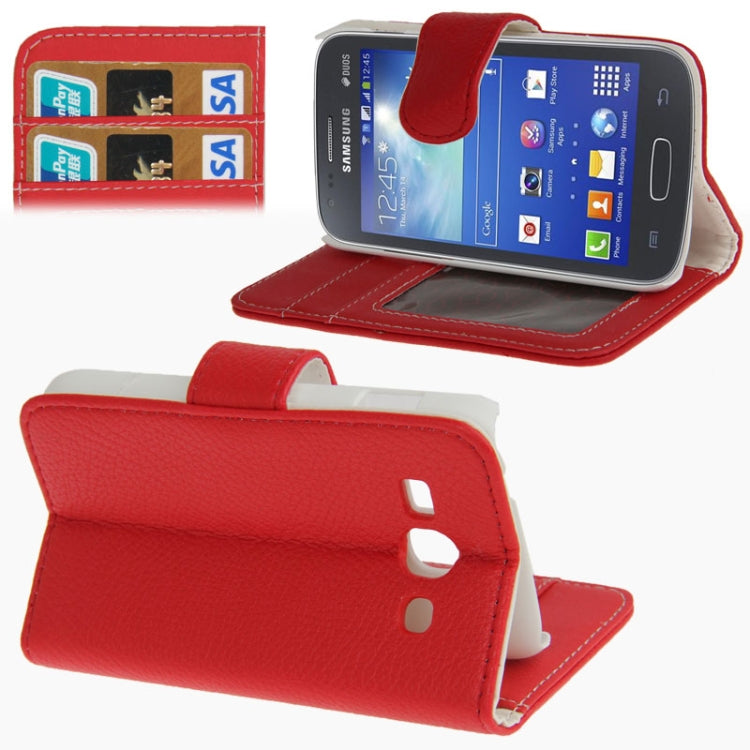 Litchi Texture Leather Case with Credit Card Slots & Holder for Galaxy Ace 3 / S7272