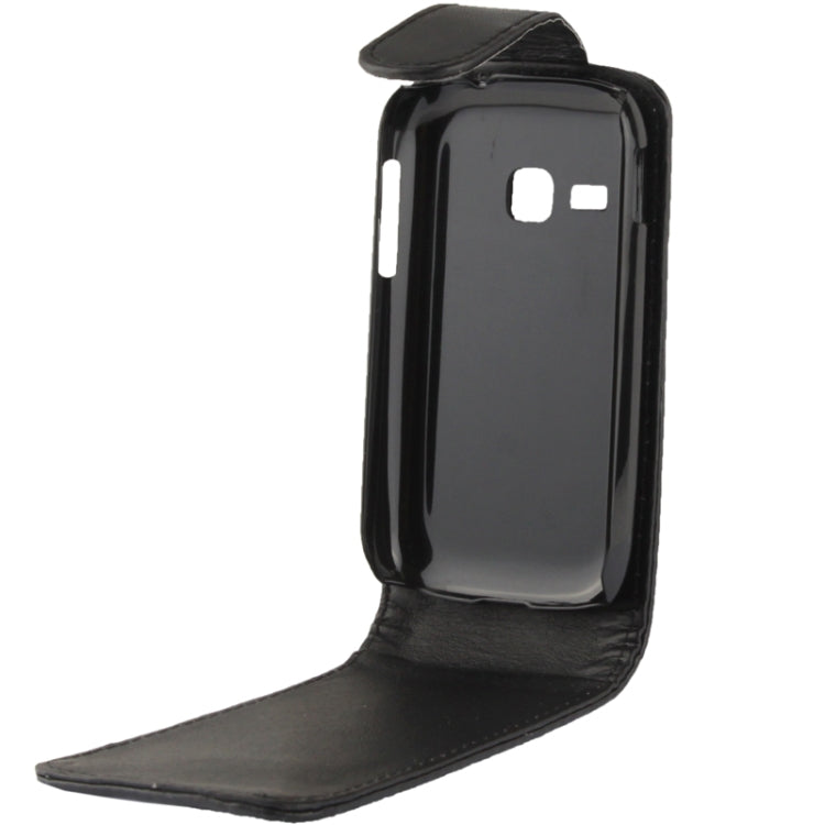 Vertical Flip Soft Leather Case for Galaxy Young S6310 / S6312   (Black)