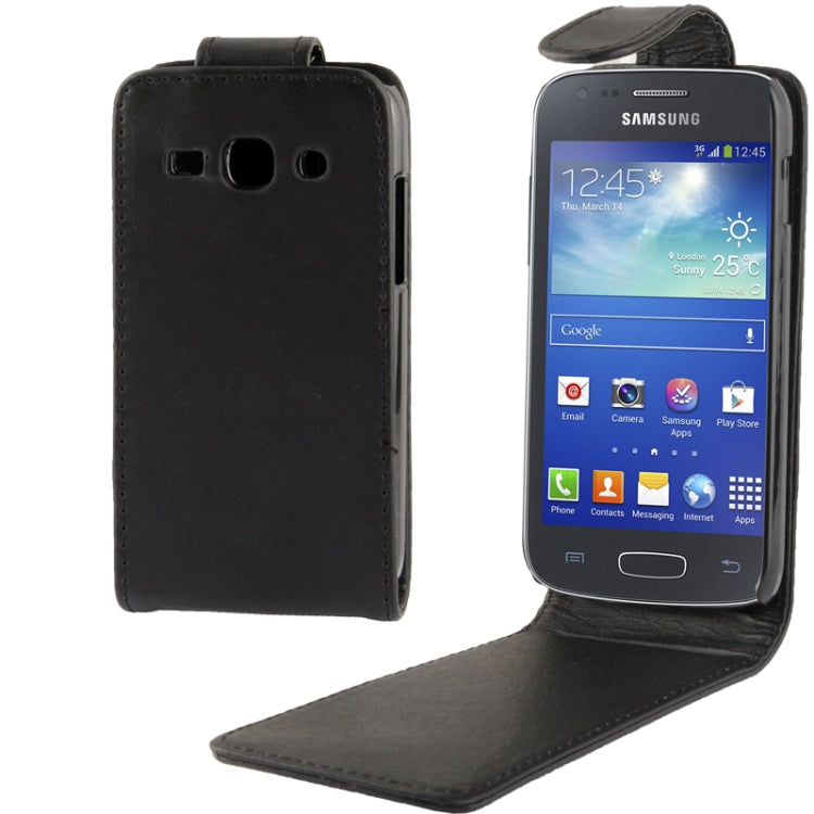 Vertical Flip Soft Leather Case for Galaxy Ace 3 / S7272(Black)