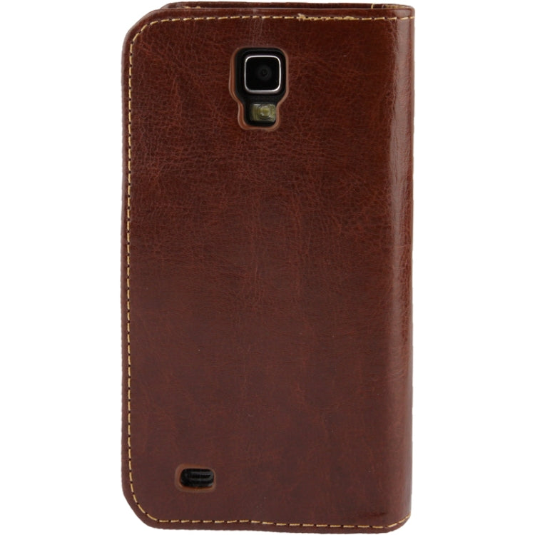 Fine Sheepskin Texture Flip Leather Case with Credit Card Slots & Holder for Galaxy S IV Active / i9295(Brown)