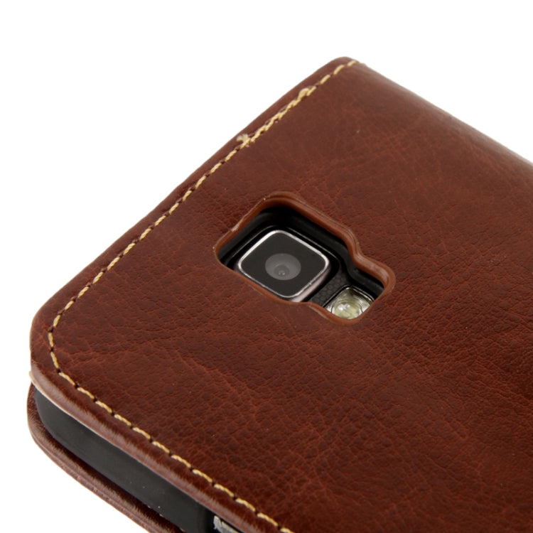 Fine Sheepskin Texture Flip Leather Case with Credit Card Slots & Holder for Galaxy S IV Active / i9295(Brown)