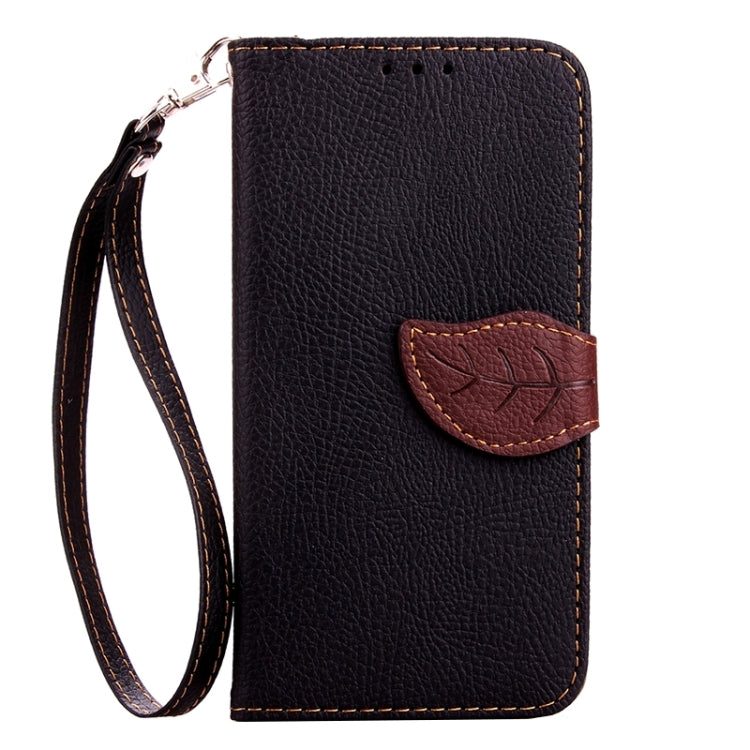 Leaf Magnetic Snap Litchi Texture Horizontal Flip Leather Case with Card Slots & Holder & Lanyard for Galaxy E5/ E5000