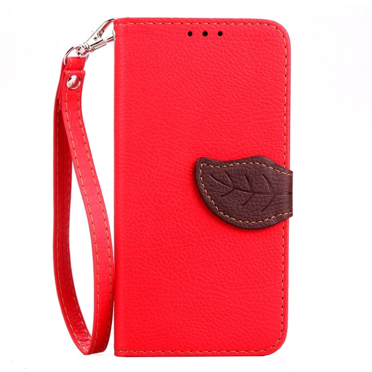 Leaf Magnetic Snap Litchi Texture Horizontal Flip Leather Case with Card Slots & Holder & Lanyard for Galaxy E5/ E5000