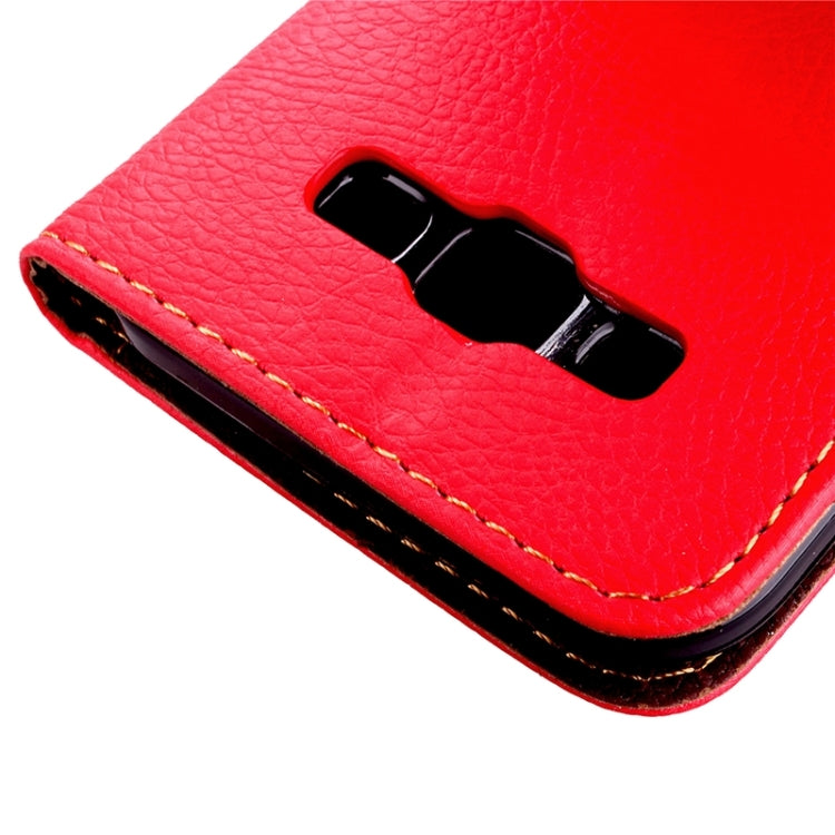 Leaf Magnetic Snap Litchi Texture Horizontal Flip Leather Case with Card Slots & Holder & Lanyard for Galaxy E5/ E5000