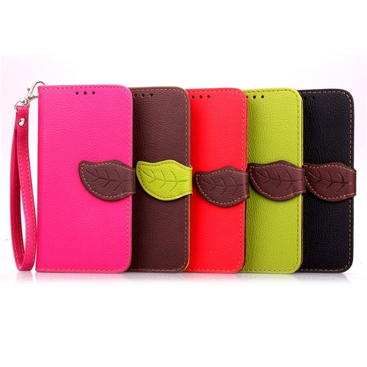 Leaf Magnetic Snap Litchi Texture Horizontal Flip Leather Case with Card Slots & Holder & Lanyard for Galaxy E5/ E5000