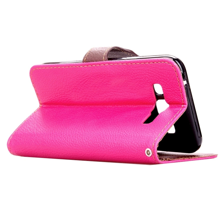 Leaf Magnetic Snap Litchi Texture Horizontal Flip Leather Case with Card Slots & Holder & Lanyard for Galaxy E7/ E7000