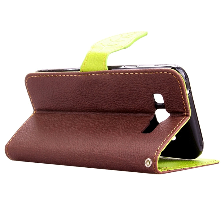 Leaf Magnetic Snap Litchi Texture Horizontal Flip Leather Case with Card Slots & Holder & Lanyard for Galaxy E7/ E7000