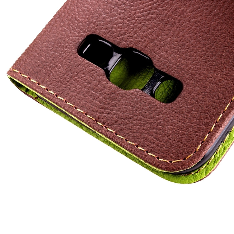 Leaf Magnetic Snap Litchi Texture Horizontal Flip Leather Case with Card Slots & Holder & Lanyard for Galaxy E7/ E7000