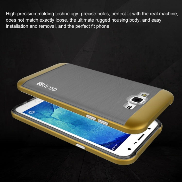 Slicoo Brushed Texture Electroplating Combination Case for Galaxy J7 / J700