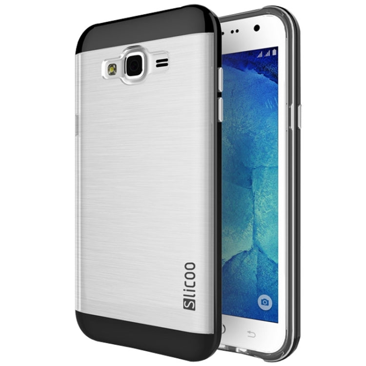 Slicoo Brushed Texture Electroplating Transparenct TPU + PC Combination Case for Galaxy J1 / J100