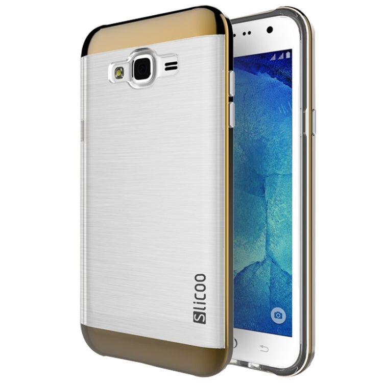 Slicoo Brushed Texture Electroplating Transparenct TPU + PC Combination Case for Galaxy J1 / J100