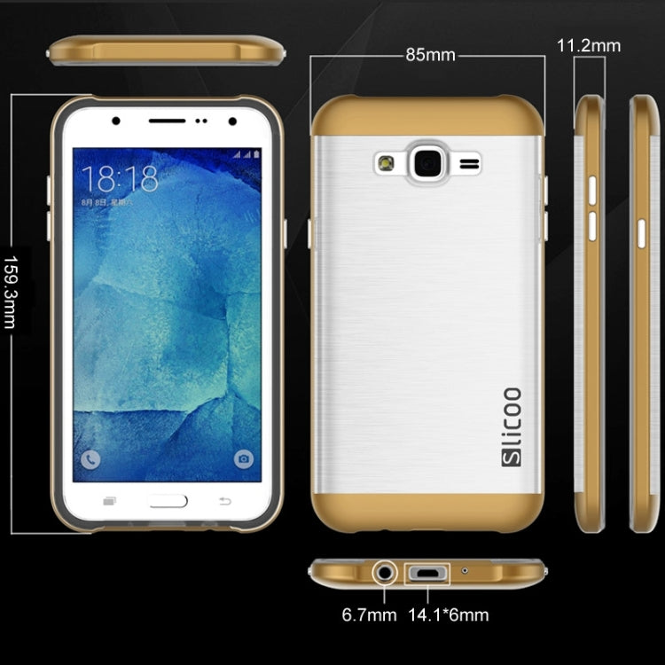 Slicoo Brushed Texture Electroplating Transparenct TPU + PC Combination Case for Galaxy J1 / J100